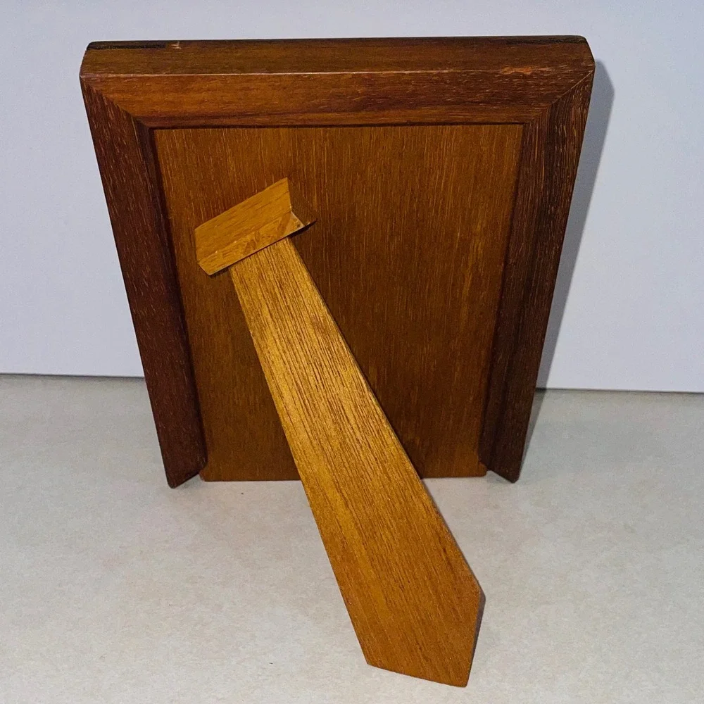 Woodland Treasures African Padauk Wenge Inlay Wooden Picture Frame 5x7 Vintage